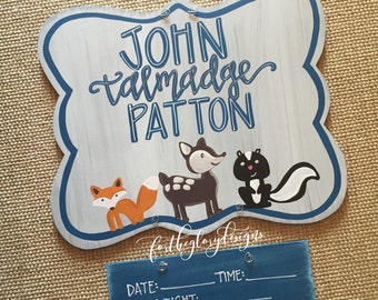 hospital door hanger for boys // woodland + forest friends