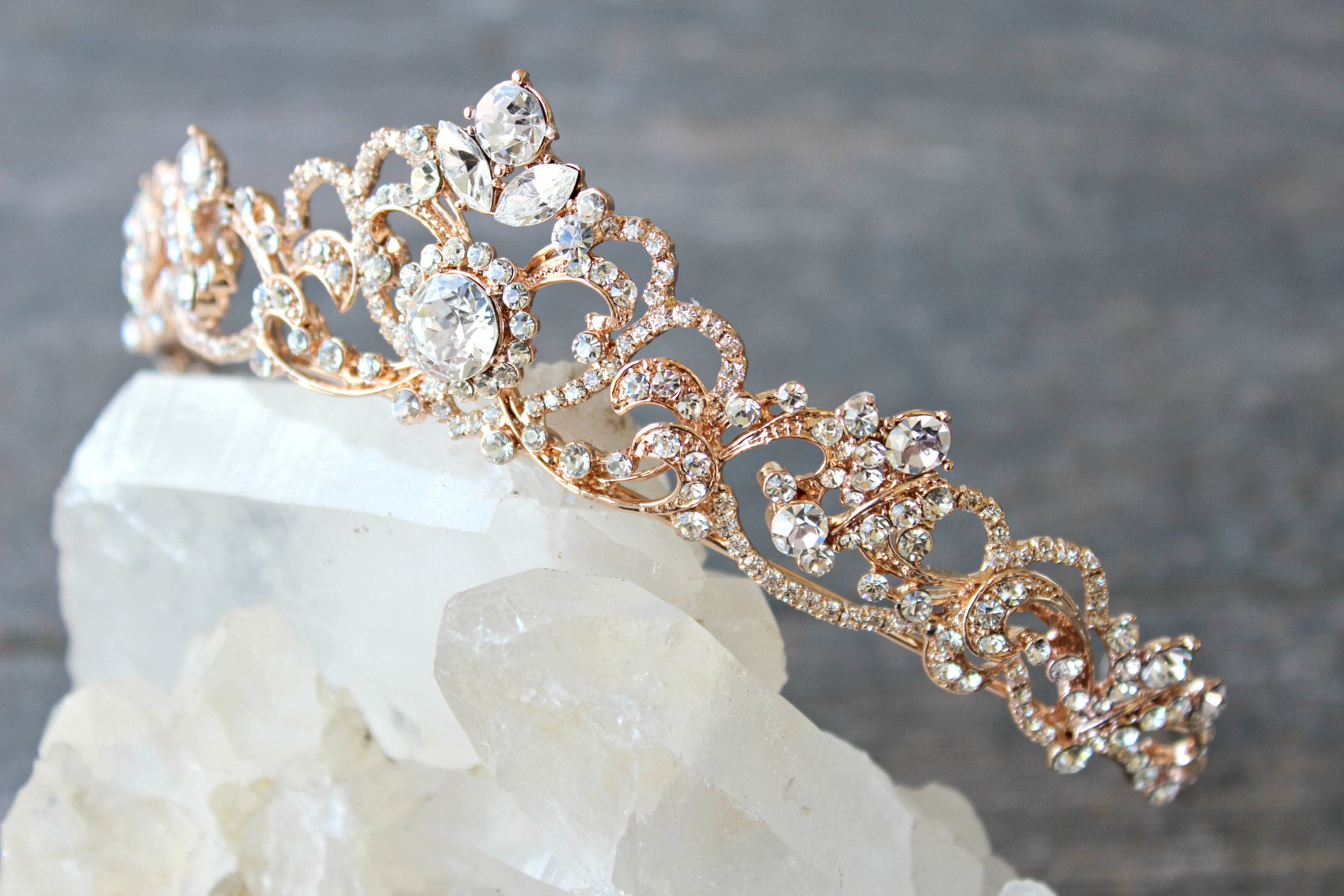 Bridal Tiara Swarovski Crystal Tiara SELINA Rose Gold