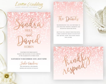 Wedding invitations printed on luxury shimmer by LemonWedding