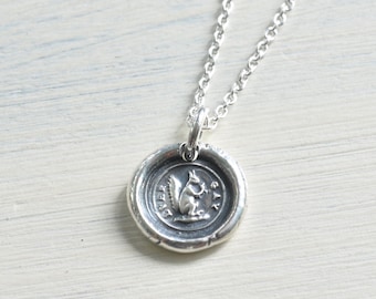 squirrel wax seal necklace - ever gay - silver Victorian trinket wax seal jewelry