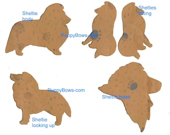 Puppy Bows ~ Sheltie Shetland Sheepdog dog breed plastic craft stencil 4 different poses