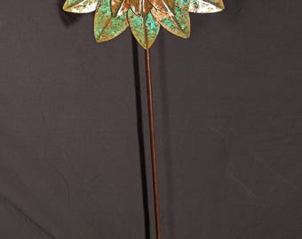 Steampunk Fold Formed Copper Sunflower with Patina