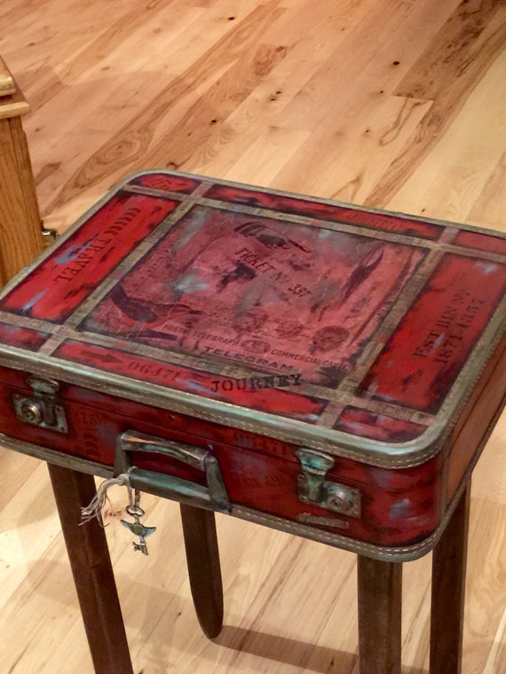 SOLDAccepting Custom Orders Vintage Suitcase Nightstand End