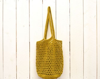 Crochet Bag Pattern Market Tote Shopping Bag Pattern PDF Download Open Weave Cotton DIY