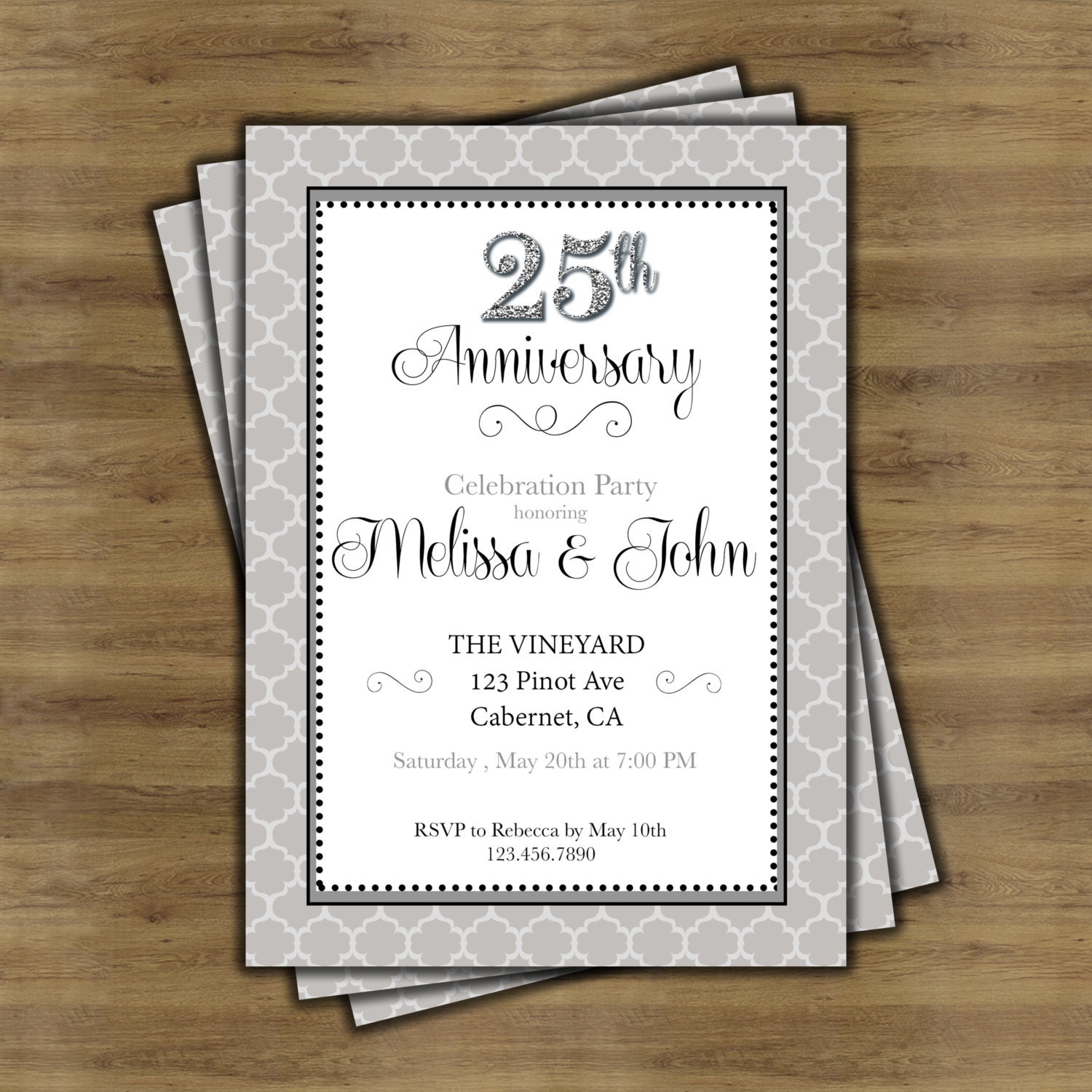 25th Anniversary Invitations 25th Wedding Anniversary