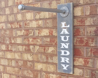 Laundry Room Sign - Clothing Rack - Laundry Room Organization - Laundry Pipe Rack - Rustic Clothing Dry Rack