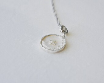 Moon, less stars, shell, 925 silver, necklace