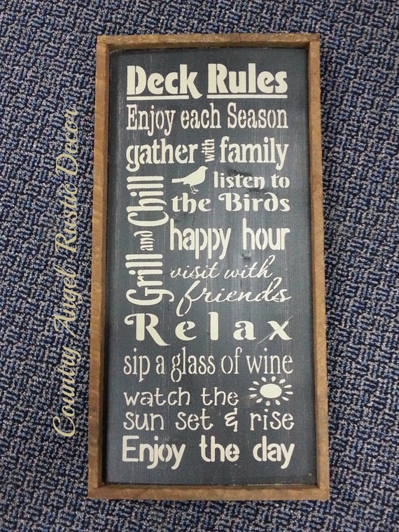 Items similar to DECK RULES Rustic distressed Typography 