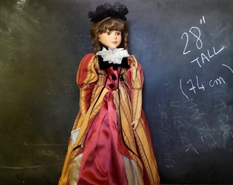 28" Vintage French Porcelain doll. 28 inch, ( 74 cm ) Displayed Only.