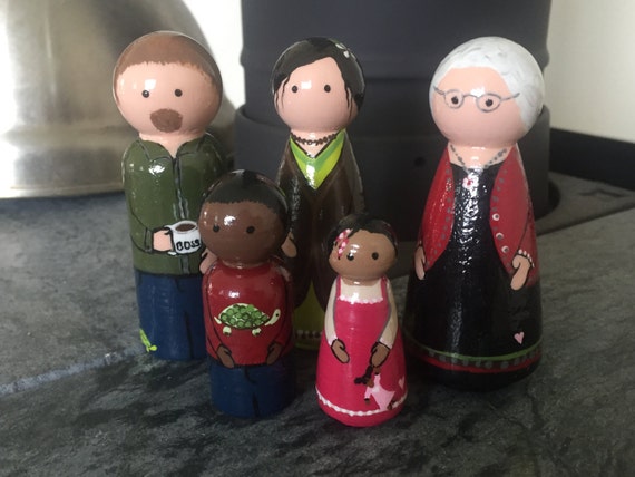 wooden doll family