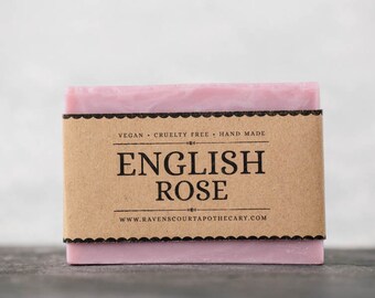 English Rose Soap - Limited Edition Natural Handmade Vegan Soap. Palm Oil Free.