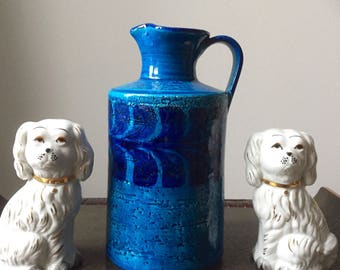 Bitossi/large/modernist/jug/vase/fat lava/Italy/stunning blue glaze /1960s/flavia/montelupo