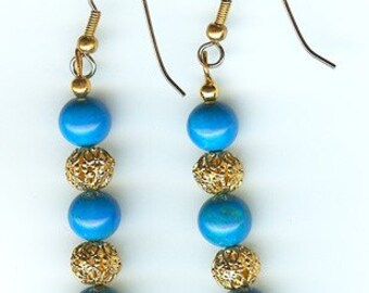 Howlite Turquoise and Filigree Earrings