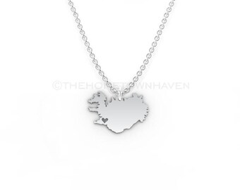 Iceland Necklace - Icelander Pride, I heart Iceland, Iceland map necklace