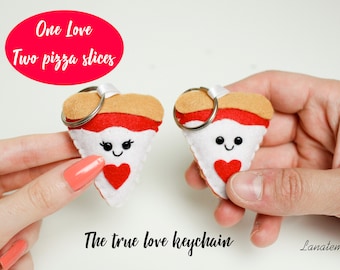 Best friend keychain, food keychain, friendship keychain personalized keychain pizza lover Lgbt Couple Gifts 1 year anniversary gift for him