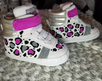 Girls baby toddler 6-12 month animal print shoes