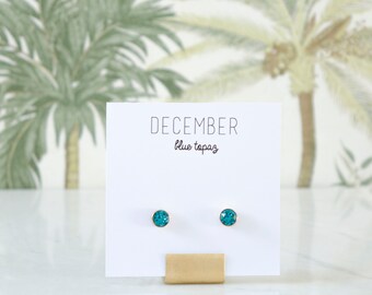 December Birthstone Earrings - Blue Topaz Crystal Studs - Birtstone Studs - Birthstone Earrings - Birthstone Jewelry - Birthstone Ear Studs
