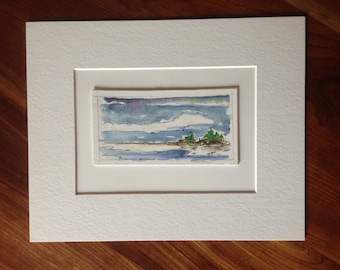 Maine Art - Handmade - One Summer - Original Acrylic & Ink on Board - Matted