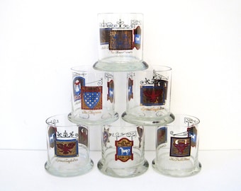 Vintage Pub Glasses, Set of 6, The White Horse Cellar