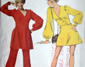 Vintage 60's Butterick 5509 Mary Quant Sewing Pattern, Misses One-Piece Dress & Pants, Size 10, 32.5 Bust, Retro Mod 1960's Designer Fashion