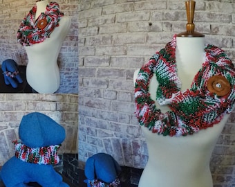 Mrs.Claus scarf and matching pet scarf
