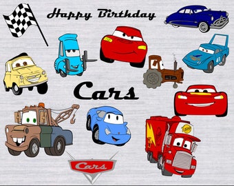 Cars Designs, 15 Cars Images, Disney Cars, Lightning McQueen, Mater, Digital Download in .SVG and .PNG formats, DIY Cars, Cars clip art,