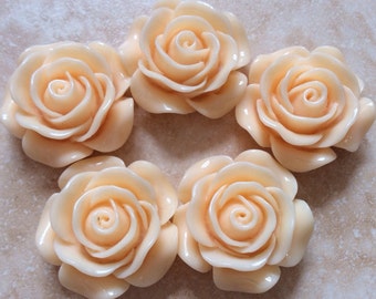 2 pcs 30 mm Cabochon Flowers,l Peach,peach Rose, peach resin flower,30 mm peach flower kit,light peach cabochon flower,peach rose cabochon