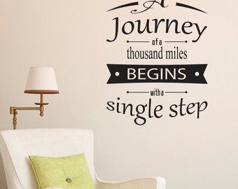 A Journey Of A Thousand Miles Quote Wall Sticker - Quote Wall Decor