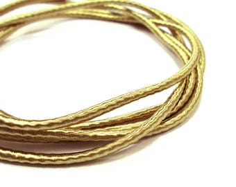 Wrapped silk cord, satin cord, golden beige, 2 meters