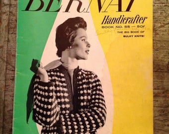 Vintage 1957 Bernat Handicrafter Bulky Knits Knitting Pattern Book 55