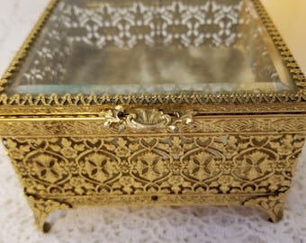 Antique Ormolu gold gilt jewelry casket
