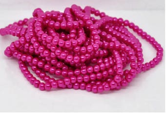 Set of 50 6 mm Hot Pink Pearl glass beads