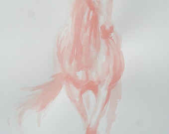 Original horse art equine art energy and movement equine horse ink study sketch movement art drawing 'Red IV' by H Irvine