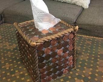 napkin holder,hand made out of pennies,coints