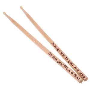 1 Pair Personalized Drumsticks, Custom Laser Engraved Maple Drumsticks, Sizes 5A, 2B or 5B, custom drum sticks, drummer, Gift for him