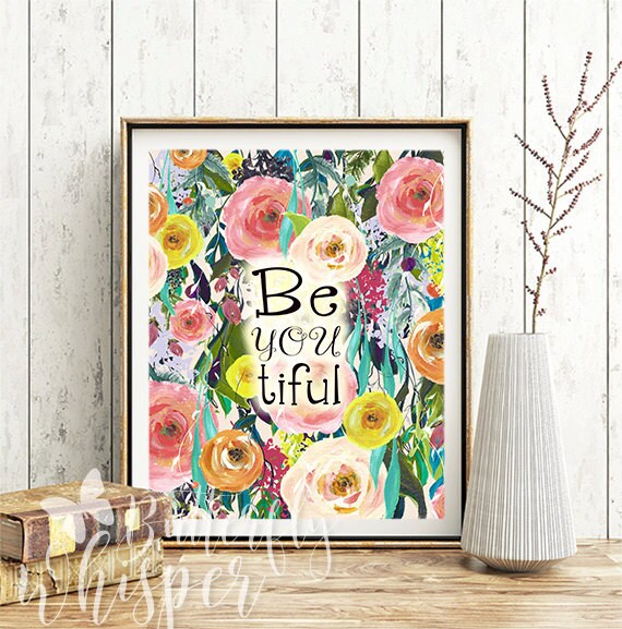 Boho Printable wall art quote print decor Be you tiful