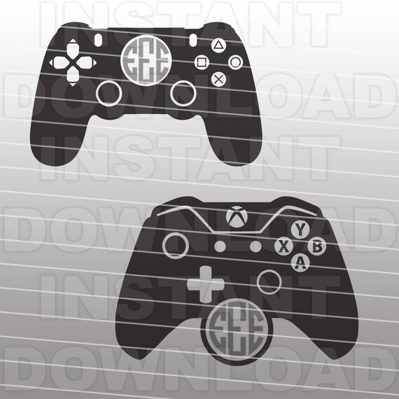 Download Video Game Controllers Monogram SVG File Cutting Template-XBox