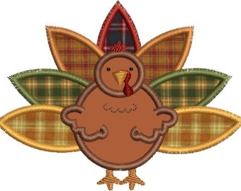 Cute Turkey Applique Machine Embroidery Designs 4x4 & 5x7 Instant Download Sale