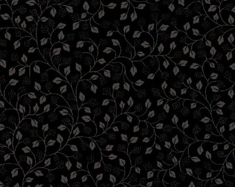 Leaf Vine - Black/Charcoal by Quilting Treasures (21520-J) Cotton Fabric Yardage