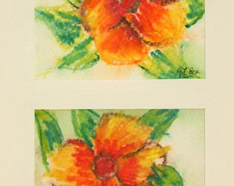 FREE SHIPPING Watercolor Original flowers