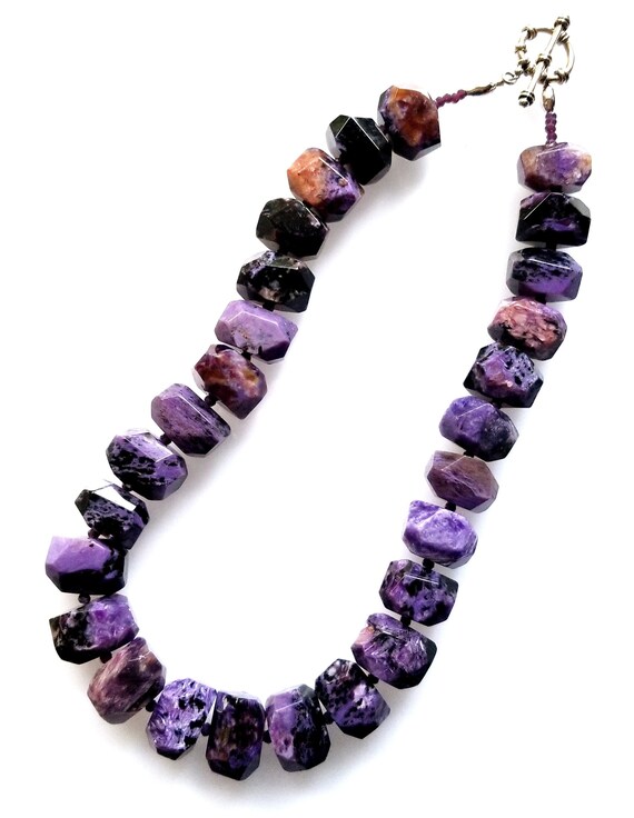 Charoite Necklace, Purple Necklace, Chunky Necklace