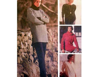 Women's Tunic Top Sewing Pattern, Loose-fitting Misses' Size 10, 12 Bust 32.5 - 34" Uncut McCall's 6107