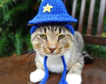 Wizard Cat Hat, Wizard Cat Costume, Wizard Hat for Cats, Costume for Cats, Hats for Cats, Halloween Cat Costume, Cat Hats