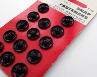 Vintage Black Rustless Metal Snap Fasteners - Craft Supplies