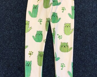 Handmade Leggings Cactus Cat Kids