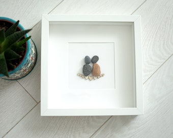 Stone wall art - rock painting - stones art - Pebble Art Love - Romantic gift for couple - 3D Art - New home housewarming gift - Beach Stone
