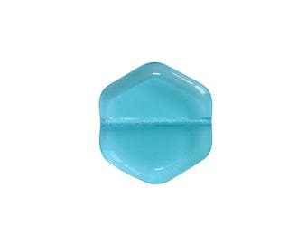 10 pearls Vintage glass Hexagon 16 x 15mm - Aquamarine