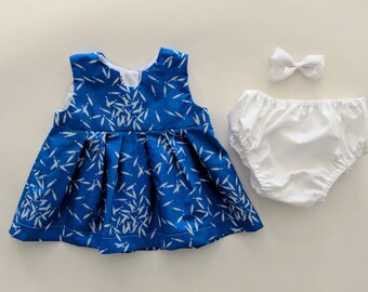 6-12 Mo Blue Fish Top and Bloomer Set