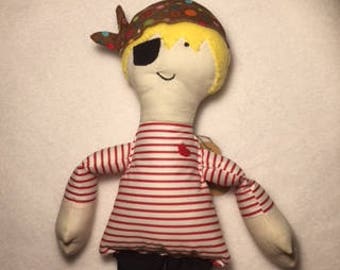 Handcrafted,Heritage Retro Rag Pirate doll. Arrrrrrrh!