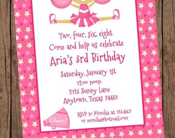 Pink Cheer Birthday Invitations